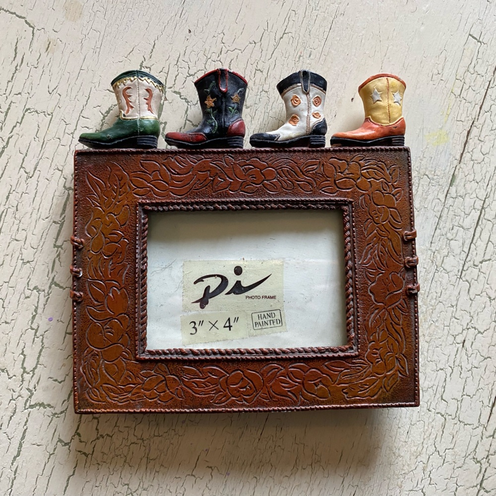 Western Photo Frame with Cowboy Boot Accents
